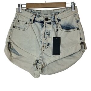 One Teaspoon Jean Shorts Womens Size 25 Blue Button Fly High Rise Distressed New